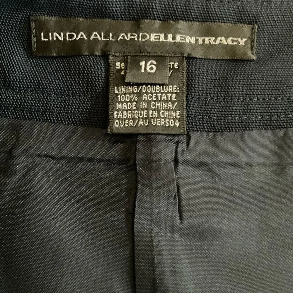 Ellen Tracy Midi Skirt Tulip Hem Navy Blue Side Zipper Closure Women Size 16